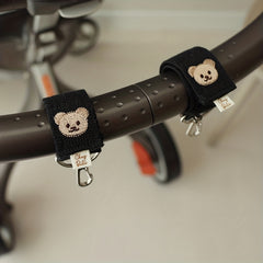 2-Piece Baby Car Hook Embroidered Bear Hanging Stroller Pendant