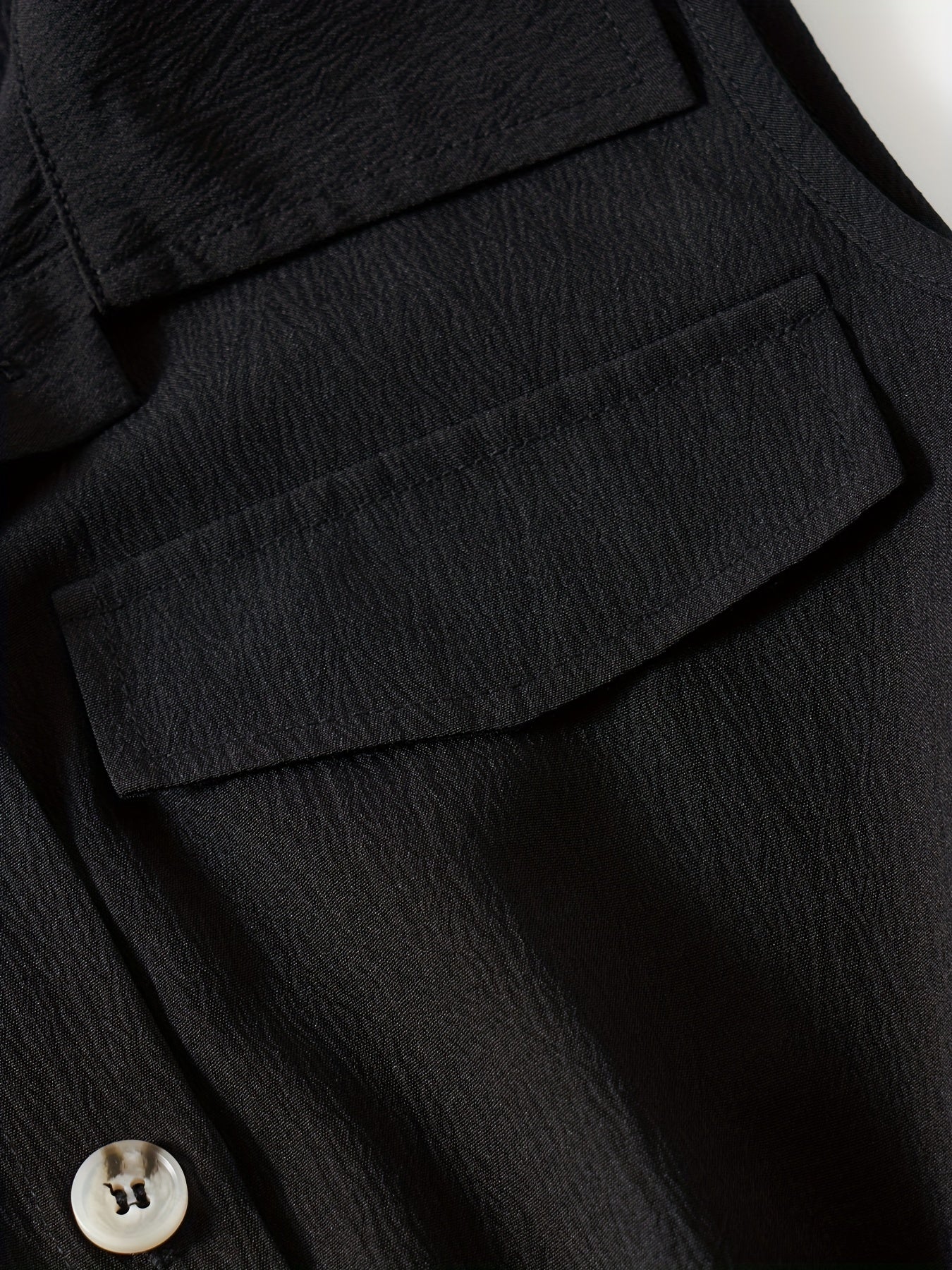 Casual Button Front Jumpsuit Drawstring Waist