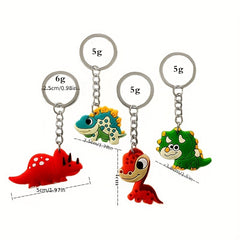 26pcs Dinosaur Keychain Animal PVC Key Ring Backpack Car Charm Gift For Kids