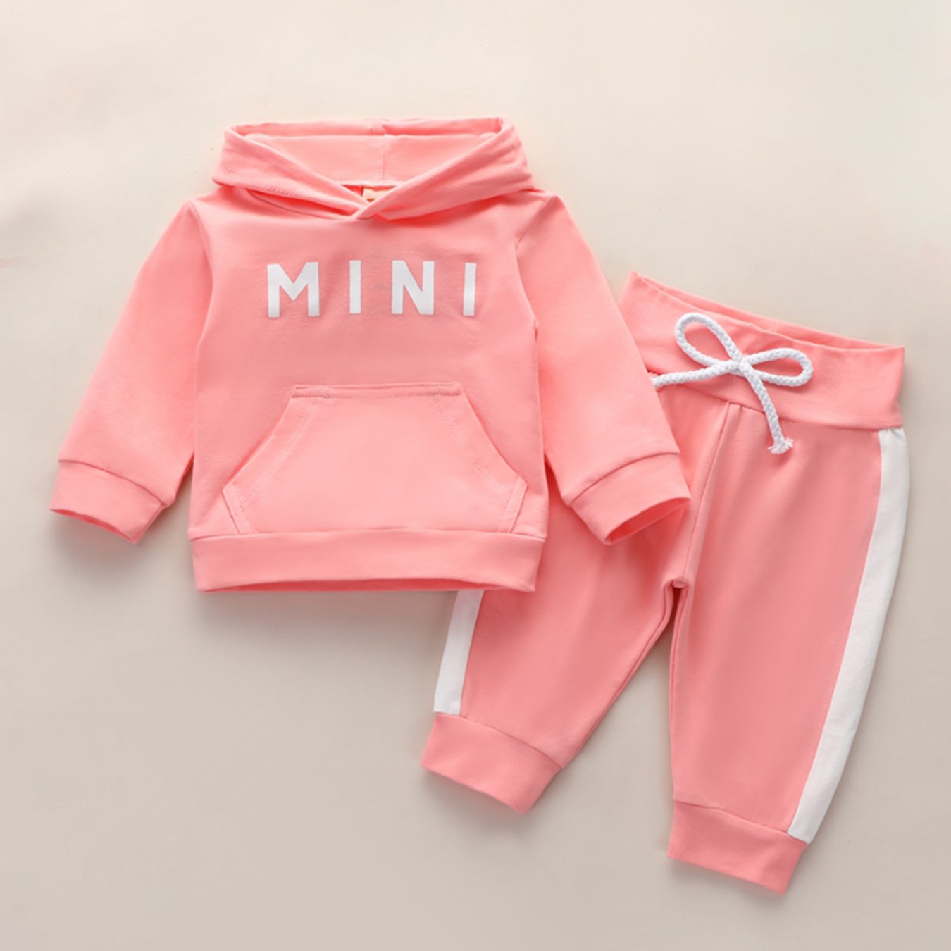 Baby Girl Letter Pattern Hoodie & Laced Pants 2 Piece Outfit