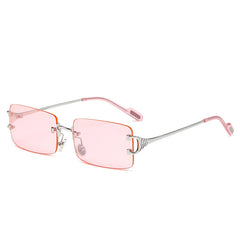 Rectangle Rimless Sunglasses Women Ladies Frameless Square Sun Glasses