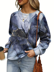 Floral Print Pullover Sweatshirt Long Sleeve Crew Neck Casual Spring Fall Women