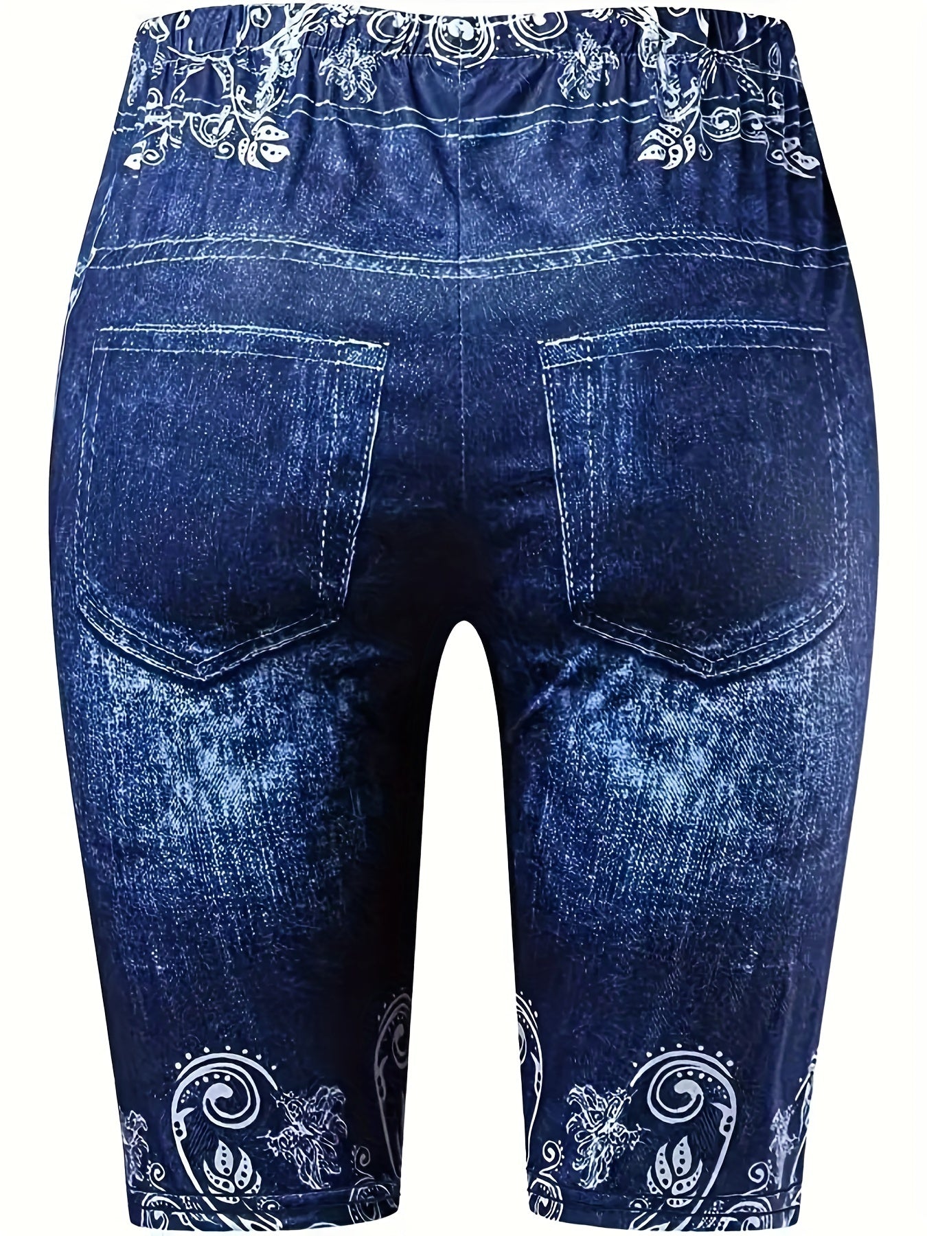 Skull & Flower Print High Waist Denim Shorts