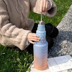 3pcs Gradient Water Cups with Handle & Time Marker