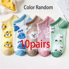5 Pairs Girls Colorful Animals Ankle Socks for Kids