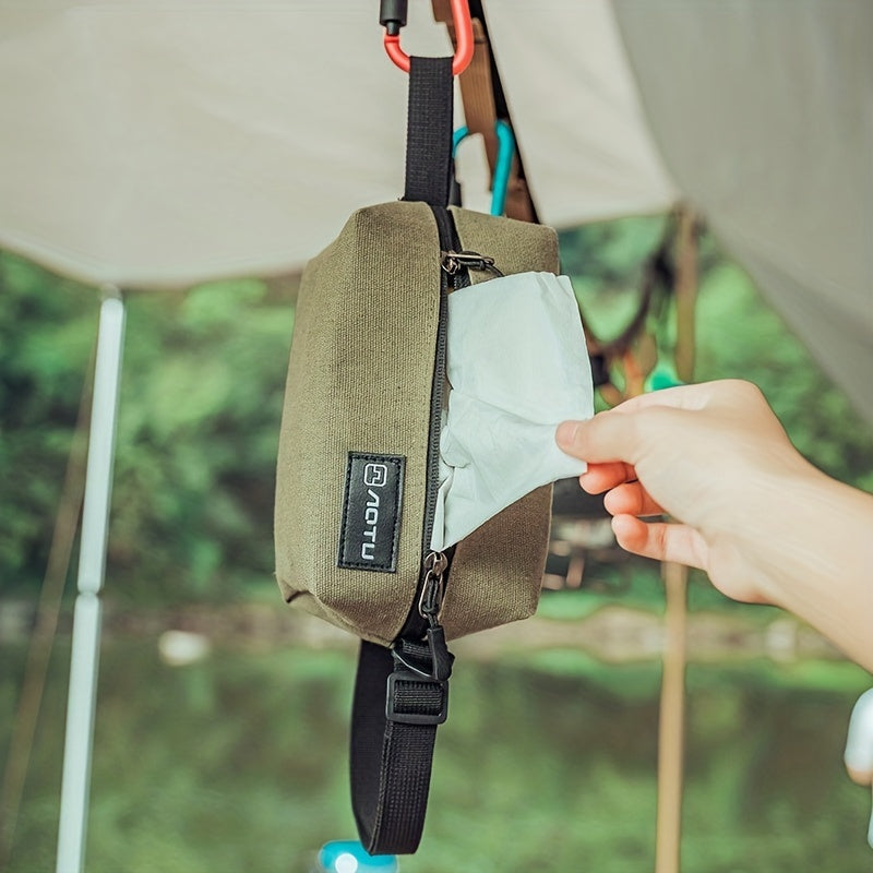 Outdoor Camping Tissue Storage Box & Canvas Storage Bag