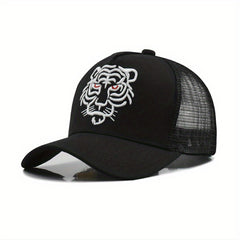 Tiger Head Embroidered Baseball Cap Animal Mesh Trucker Hat