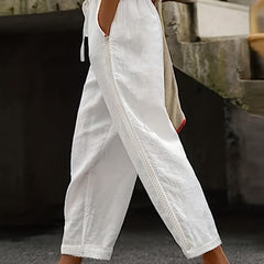 Lace Waist Straight Leg Pants Casual Loose Pants