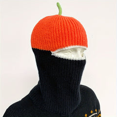 Unisex Warm Pumpkin Mask & Woolen Knitted Hat