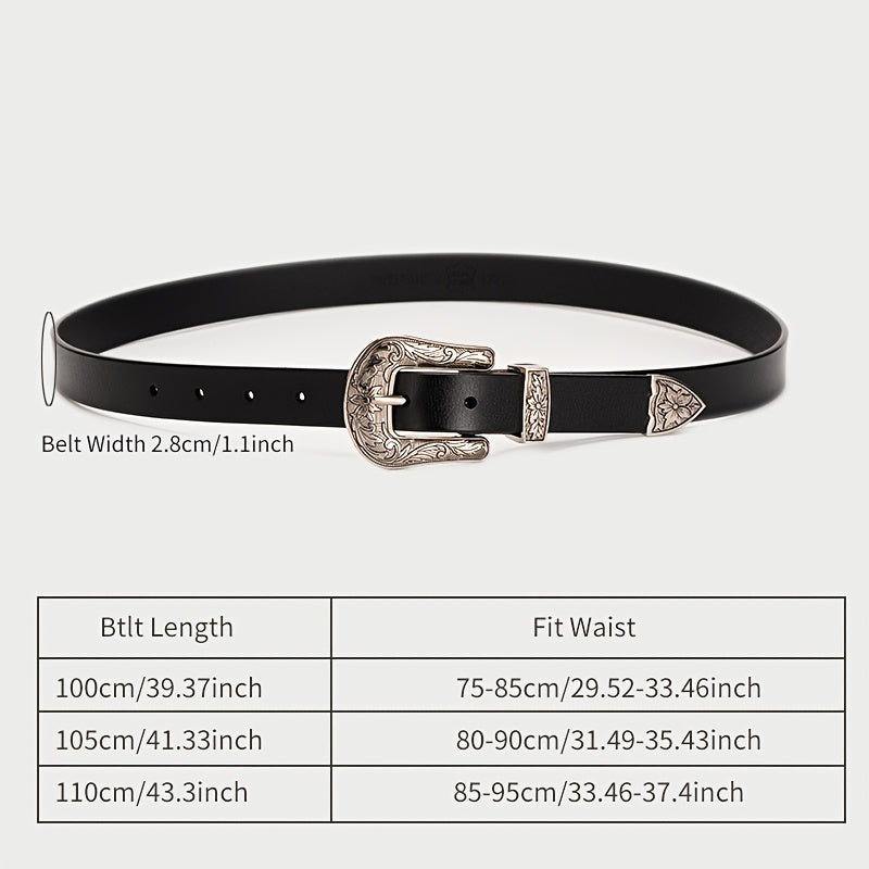 Women's Leather Belt Cowboy Cowgirl Decor Belt For Suit Jeans