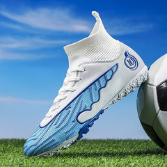 Boy's High Top TF Football Boots Outdoor Anti skid Breathable Soccer Cleats