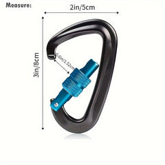 1pc 12KN Locking Alum. Carabiner Clips D Ring Hook Keychain for Hammock Hiking