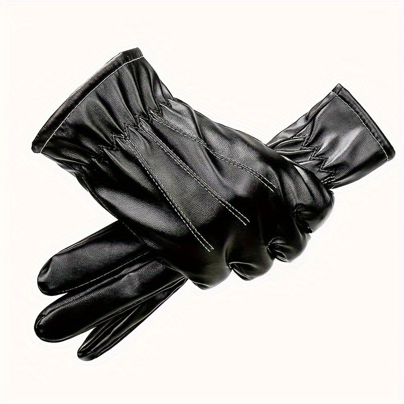 Warm Touch Screen Gloves PU Leather Cycling Coldproof Gloves