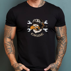 Eagle Pilot Print Men's Graphic Crew Neck T shirt for Summer