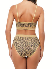 Leopard Bra & Panties Lingerie Set Women's Underwear