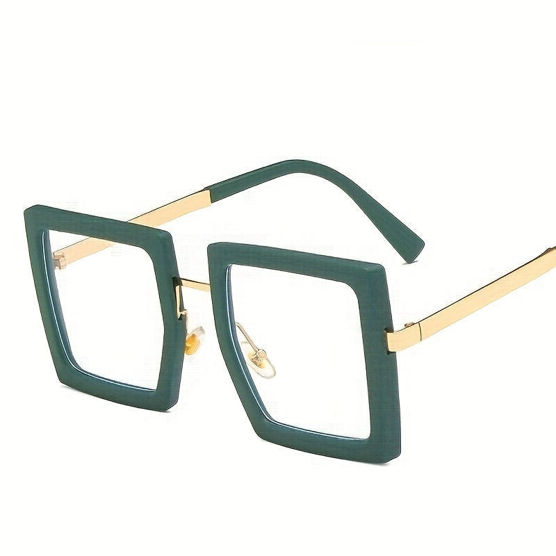 Men's Thick Square Frame Flat Light Mirror Anti Light Glasses Preppy Eyewear