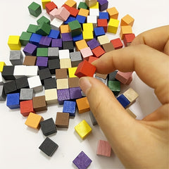 50-100pcs 10mm Wood Cubes Colorful Dice Chess Pieces Right Angle