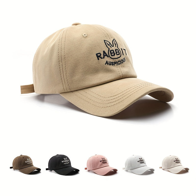 Rabbit Embroidery Baseball Cap Casual Cartoon Sun Hat Solid Sports Golf Dad Hats