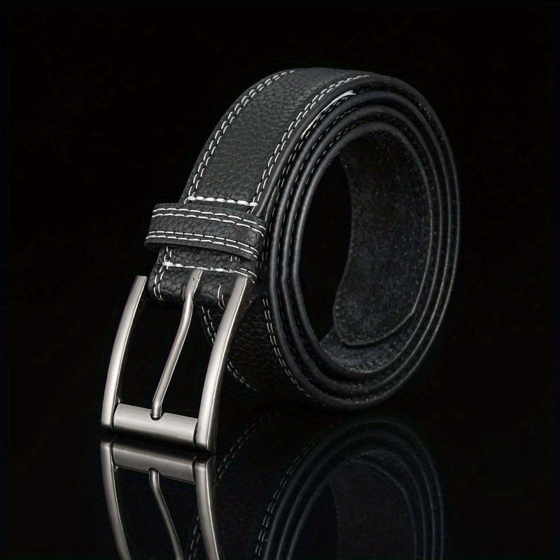 Men's Leather Belt Feather Edge Pin Buckle Jeans Belt