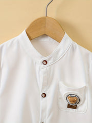 Baby Boys Bear Pattern Short Sleeve Button up Shirt for Summer