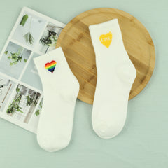 Heart Pattern Mid Tube Socks Women's Stockings
