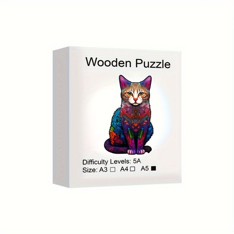 Yin Yang Wooden Jigsaw Puzzle - Cat Shaped Animal Toy