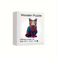 Yin Yang Wooden Jigsaw Puzzle - Cat Shaped Animal Toy