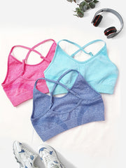 3pcs Solid Yoga Cami Bra Sets Beauty Back Sports Sleeveless Crop Top