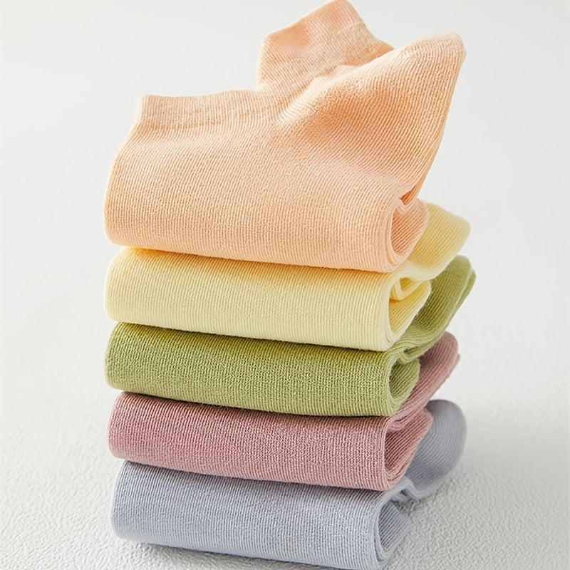 10 Pairs Solid Ankle Socks Soft & Lightweight Low Cut Sports Socks Women's