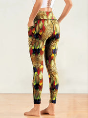 Print Yoga Pants Slim Fit High Stretch With Pocket Workout Leggings