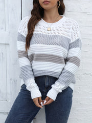 Colorblock Casual Sweater Long Sleeve Round Neck Jumper