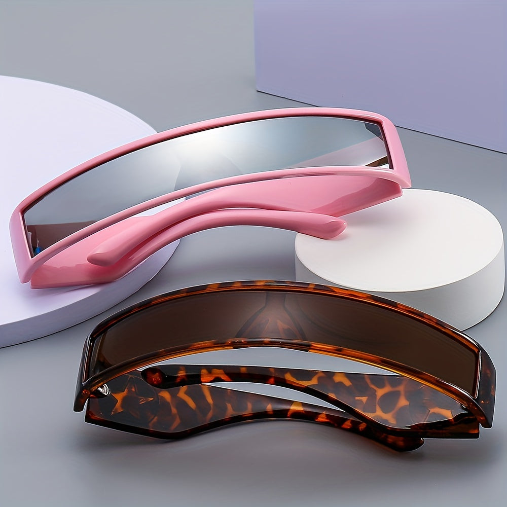 Y2K Wrap Around Sunglasses Futuristic Star Decor Glasses UV400