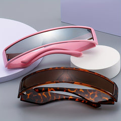 Y2K Wrap Around Sunglasses Futuristic Star Decor Glasses UV400