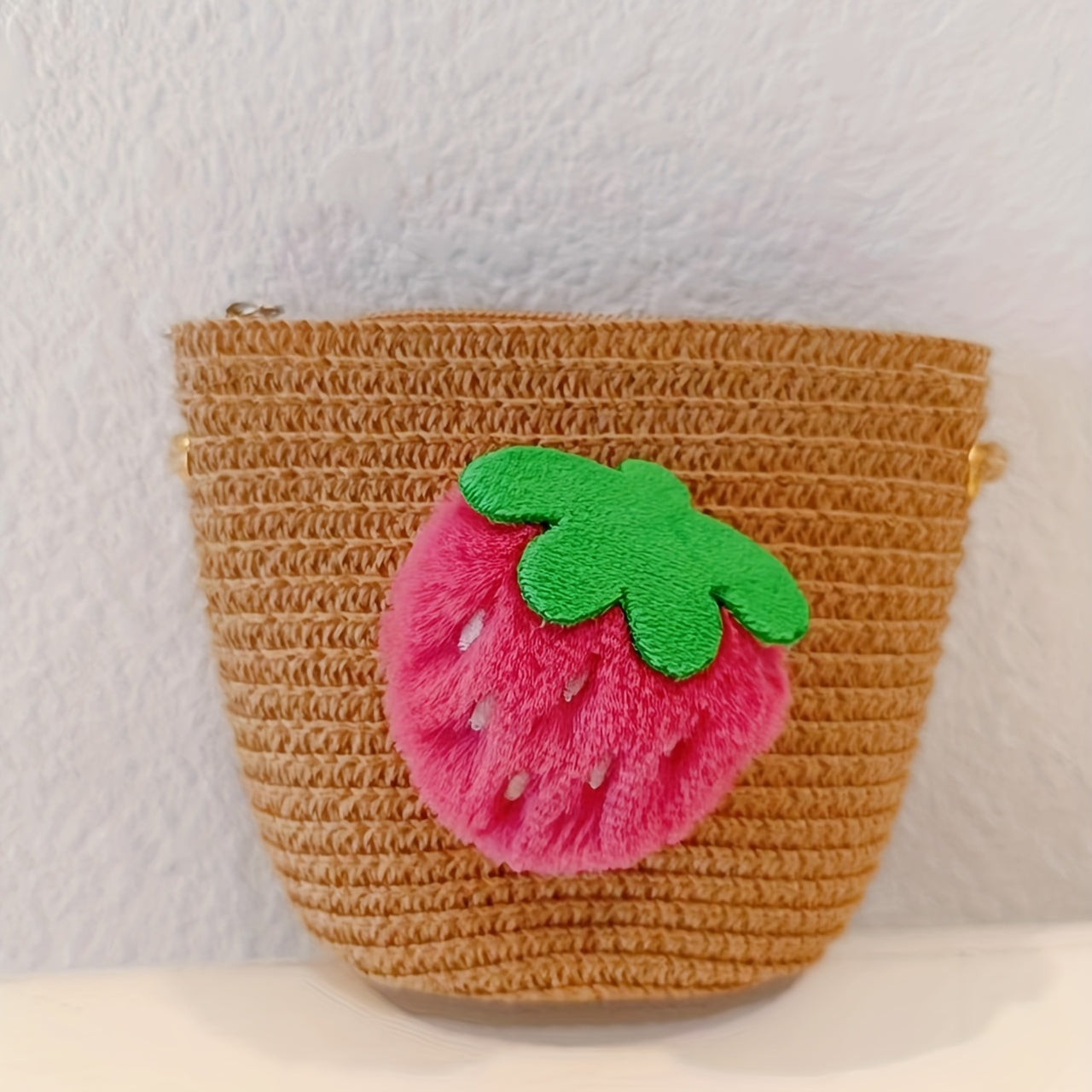 Straw Crossbody Bag Casual Strawberry Woven Shoulder Bag