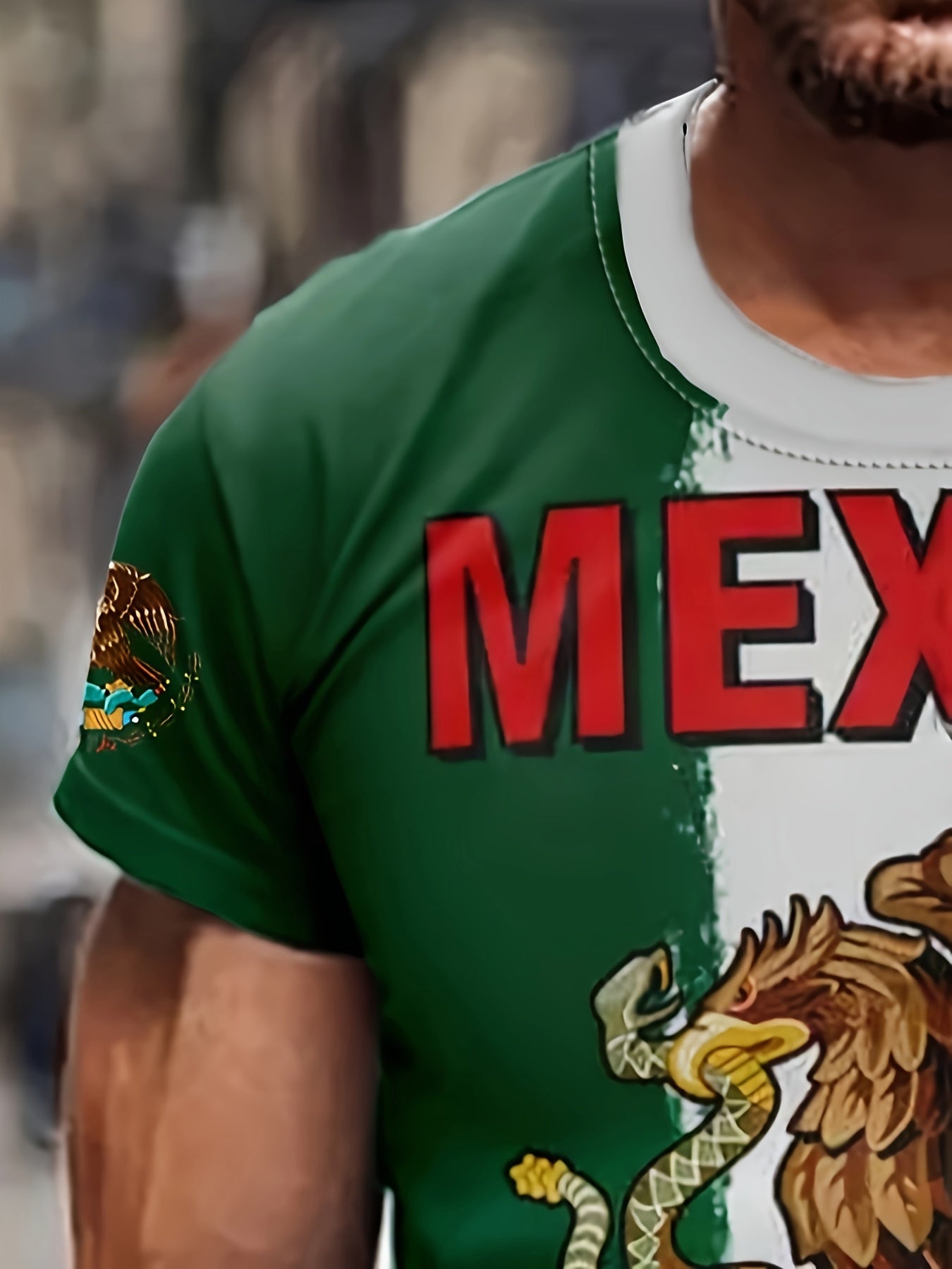 Mexico Eagle Pattern Print Men's Short Sleeve T-shirt Graphic Tee