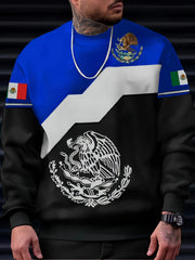 Mexico Eagle And Snake Print Men's Graphic Sweatshirt