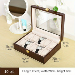6 10 12 Brown Wood Grain Lacquer Watch