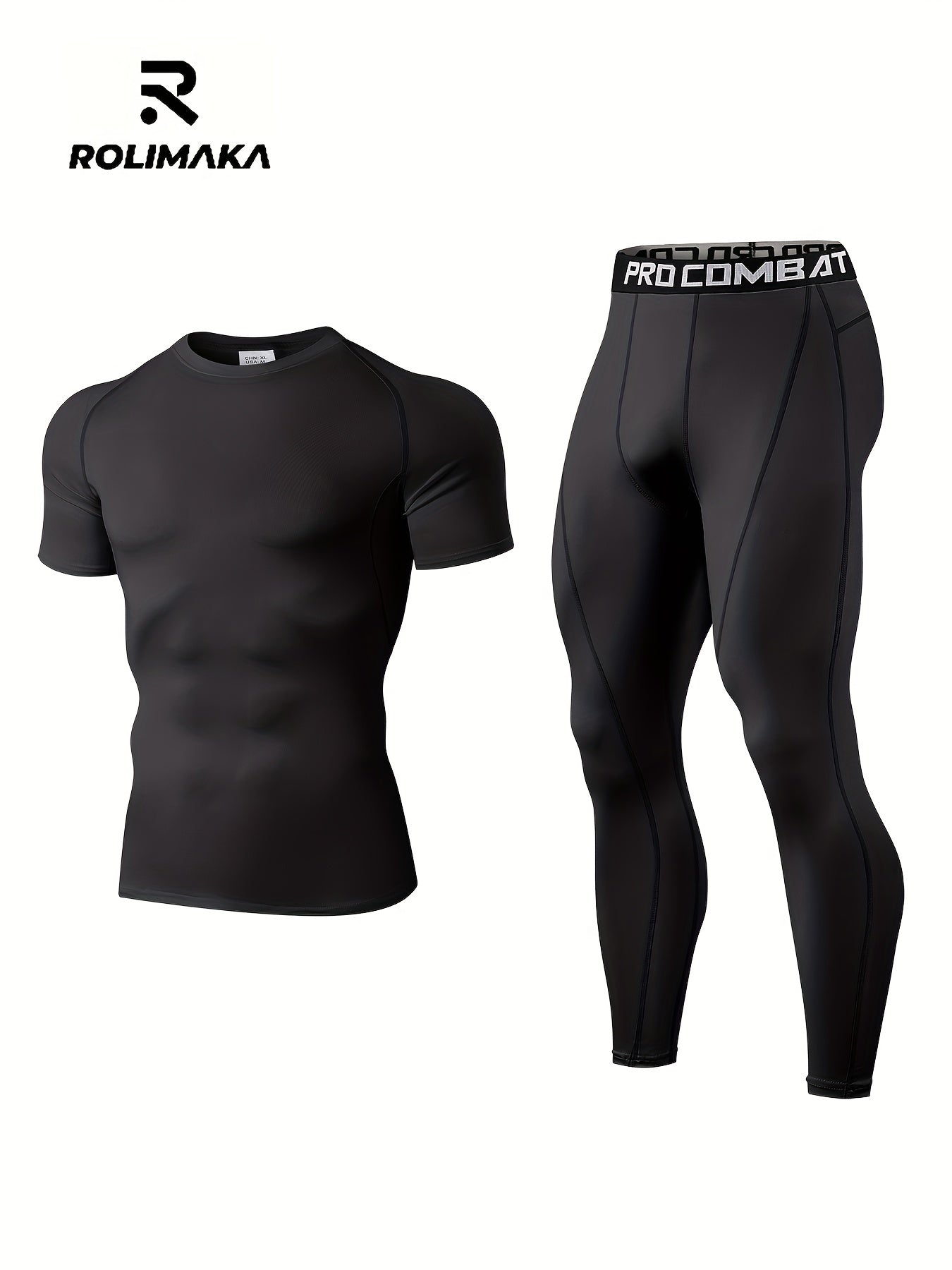 Men's High Stretch Quick Dry Short Sleeve T-shirt & Leggings Set