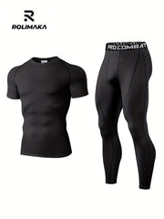 Men's High Stretch Quick Dry Short Sleeve T-shirt & Leggings Set