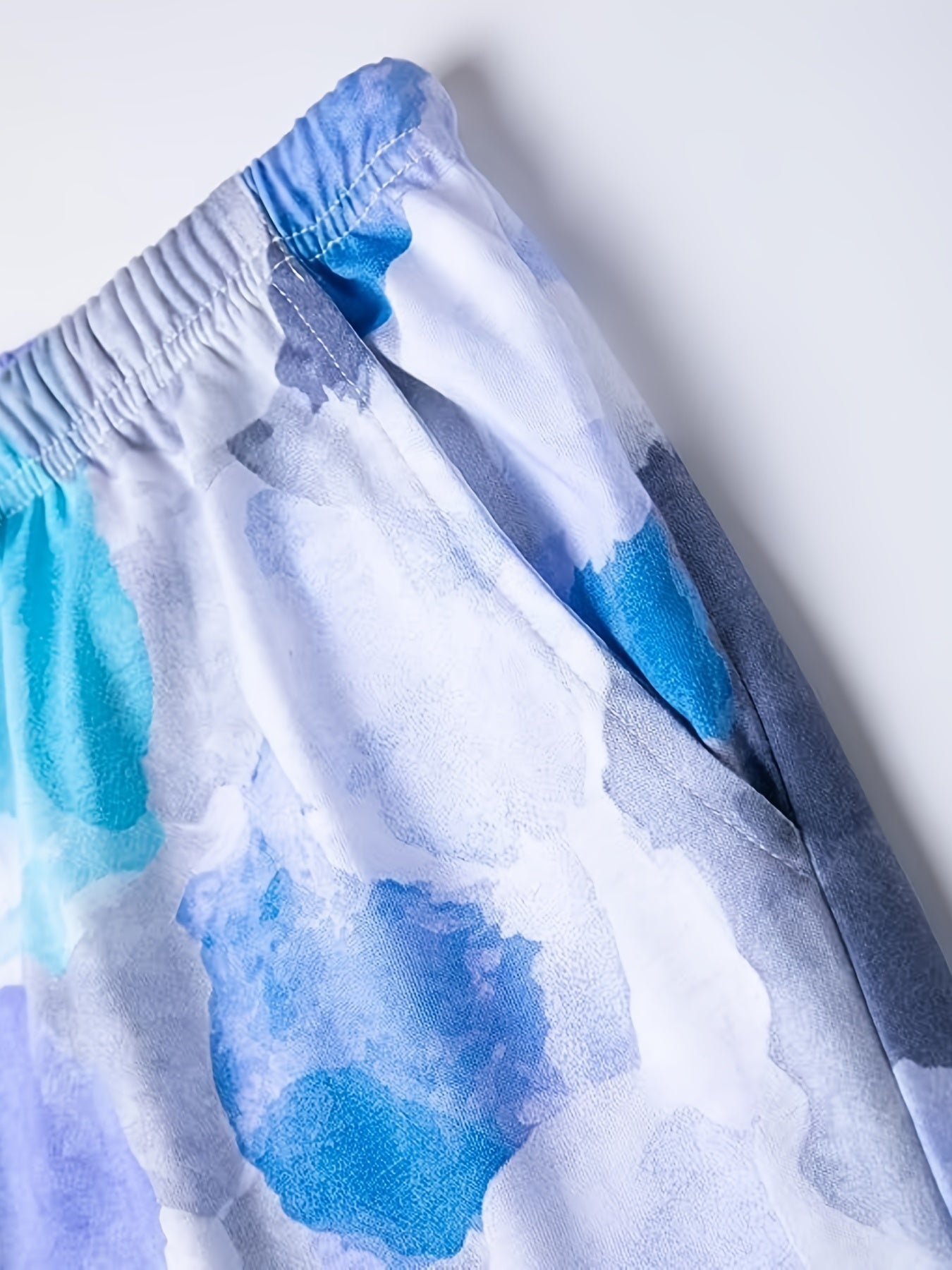 Colorblock Print Pajama Set V Neck Short Sleeve Top & Pants