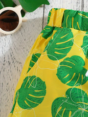 Boys Leaf Print Casual Shorts Comfortable Breathable For Vacation