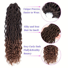 6pk 18in Ombre Long Curly Faux Locs Crochet Hair Deep Wave Braiding Hair