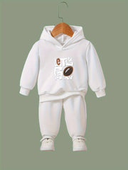 Rugby Pattern Long Sleeve Hooded Sweatshirt for Girls