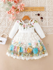 2pcs Baby Girl Halter Lace Dress & Belt Set