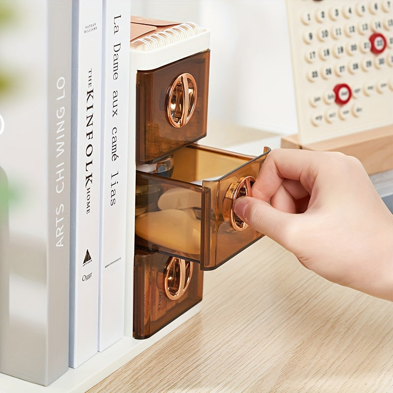 Three-layer Drawer Office Storage Box Desk Desktop Book Stand