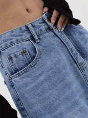 Y2K Style Letter Embroidered Baggy Denim Jeans