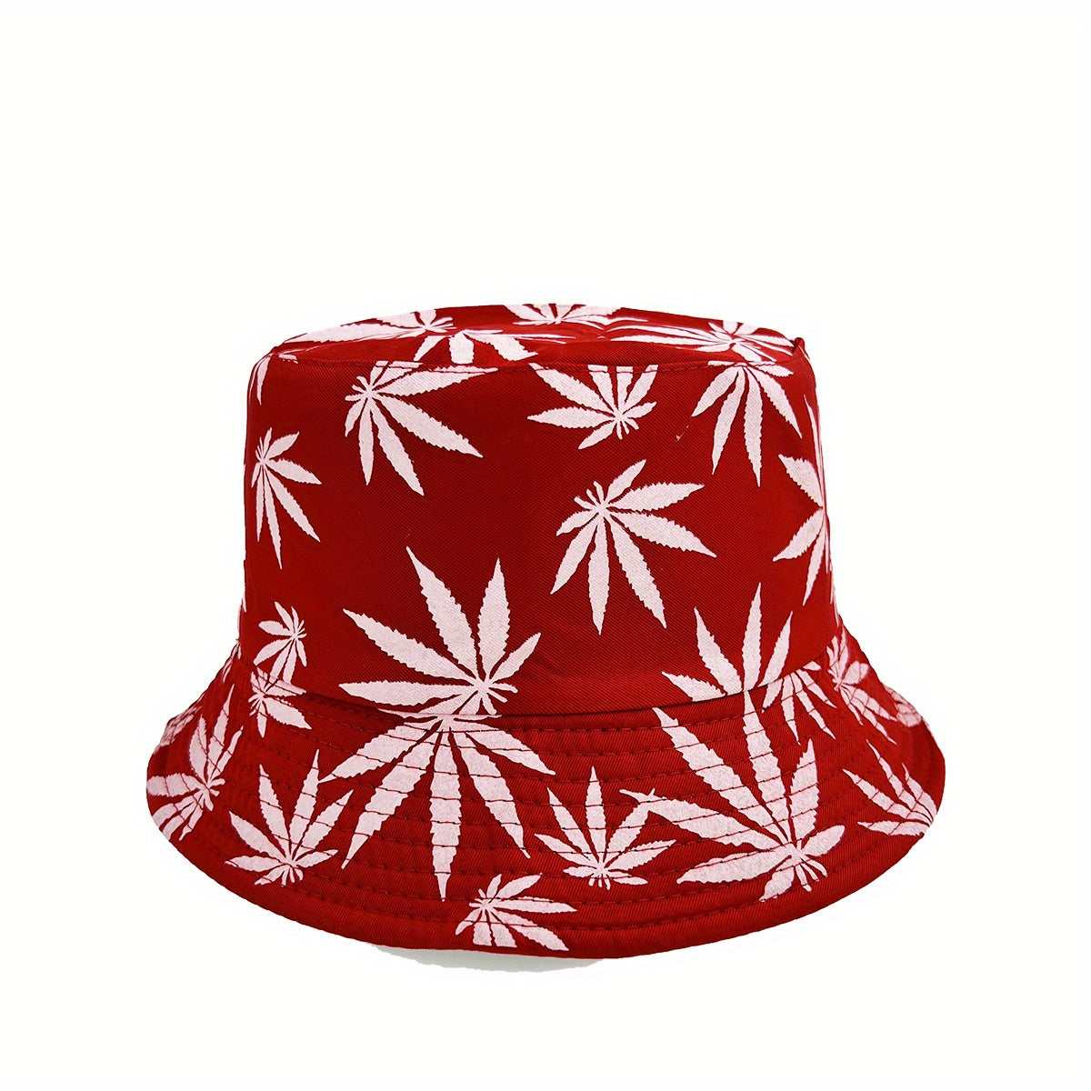 Leaf Print Reversible Bucket Hat Hip Hop Couple Beach Sun Hat