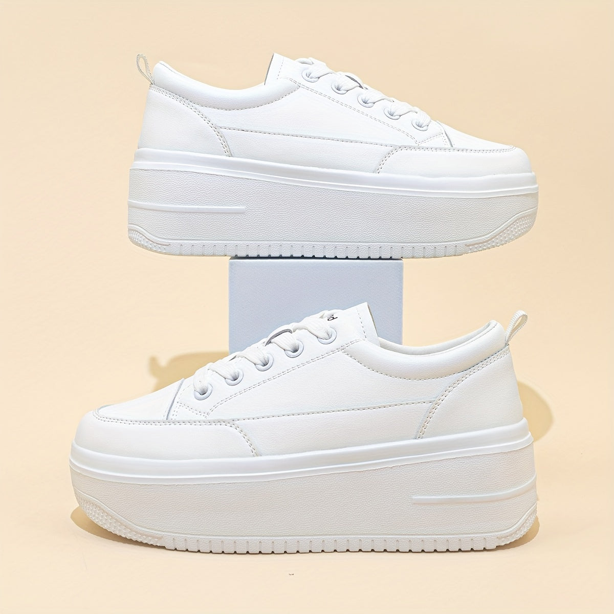 Women's Lace Up Thick Sole Skate Shoes Low Top Sneaker