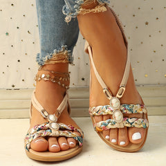 Women's Ethnic Style Braided Sandals Slip On Outdoor Sandals