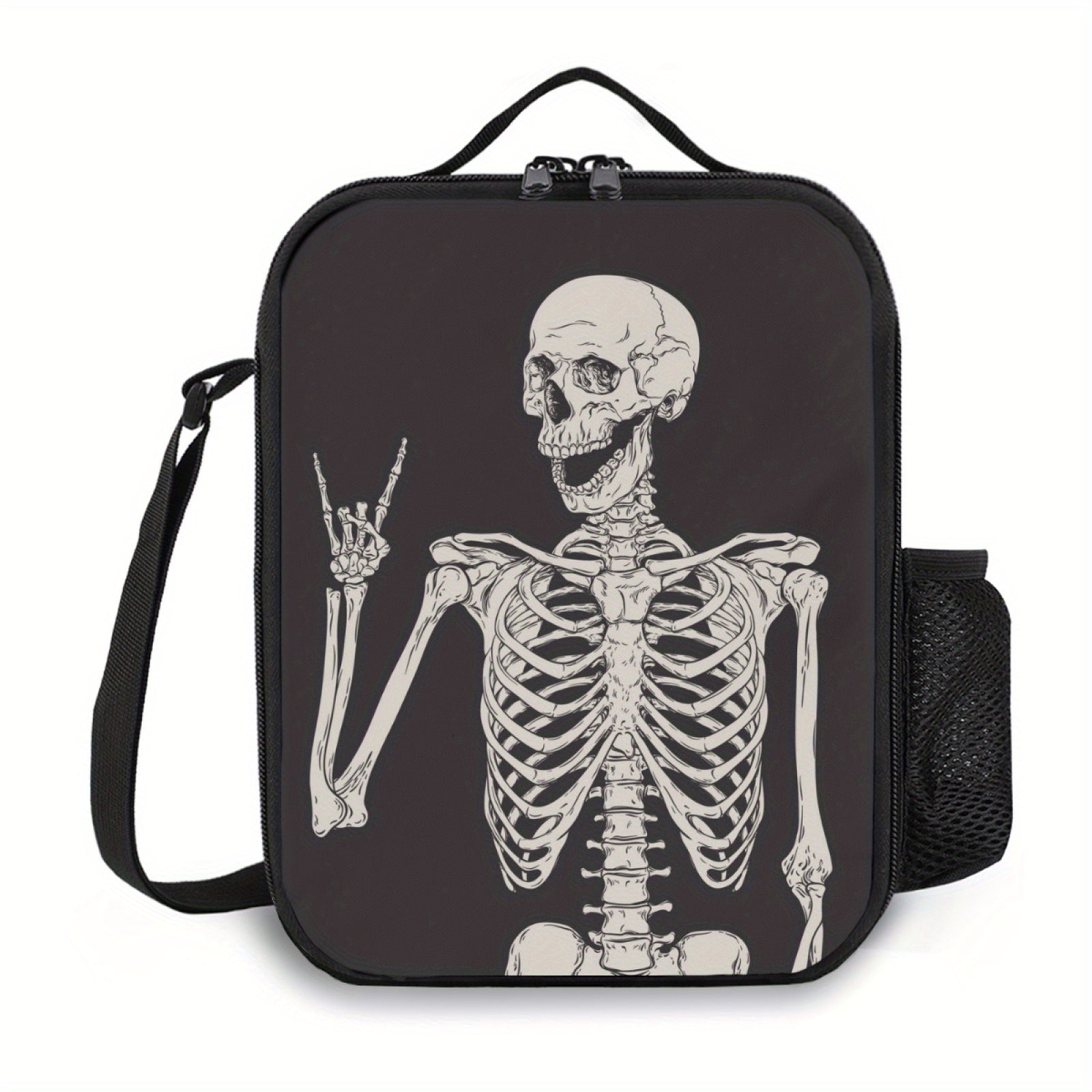 Funny Skeleton Insulated Lunch Bag Ice Pack Waterproof Picnic Bag